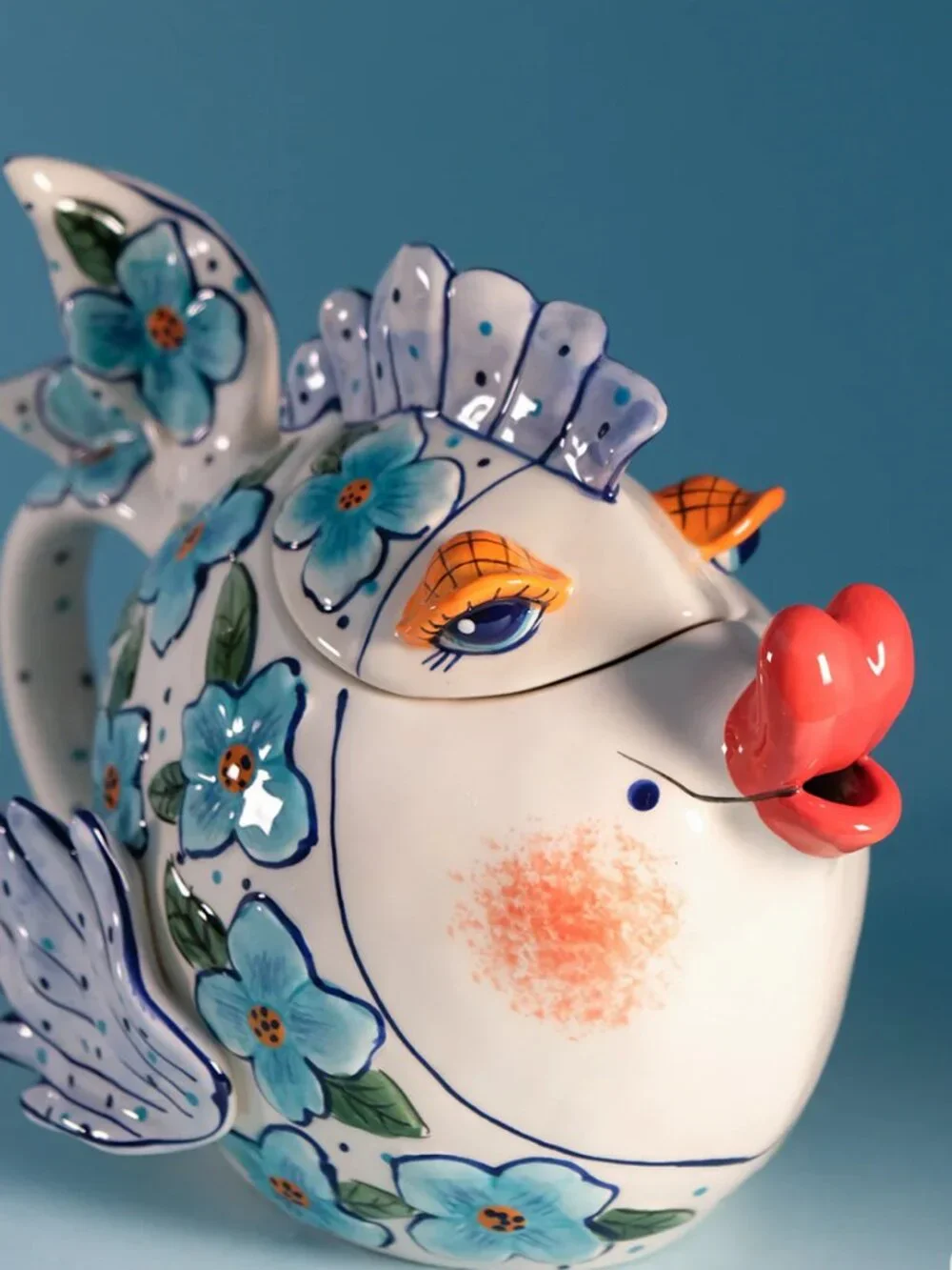 Bluesky Clayworks Teapot Flower Fish